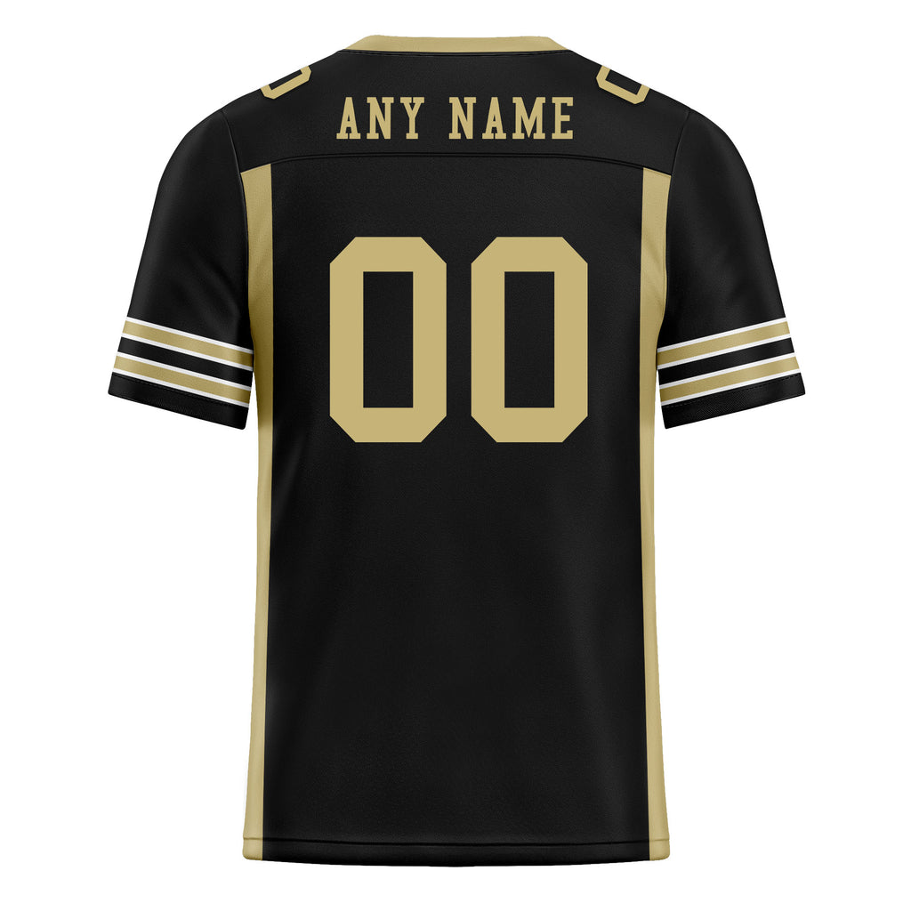 Custom Black Gold Striped Sleeves Personalized Authentic Football Jersey FBJ02-D06067