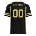 Custom Black Gold Striped Sleeves Personalized Authentic Football Jersey FBJ02-D06067