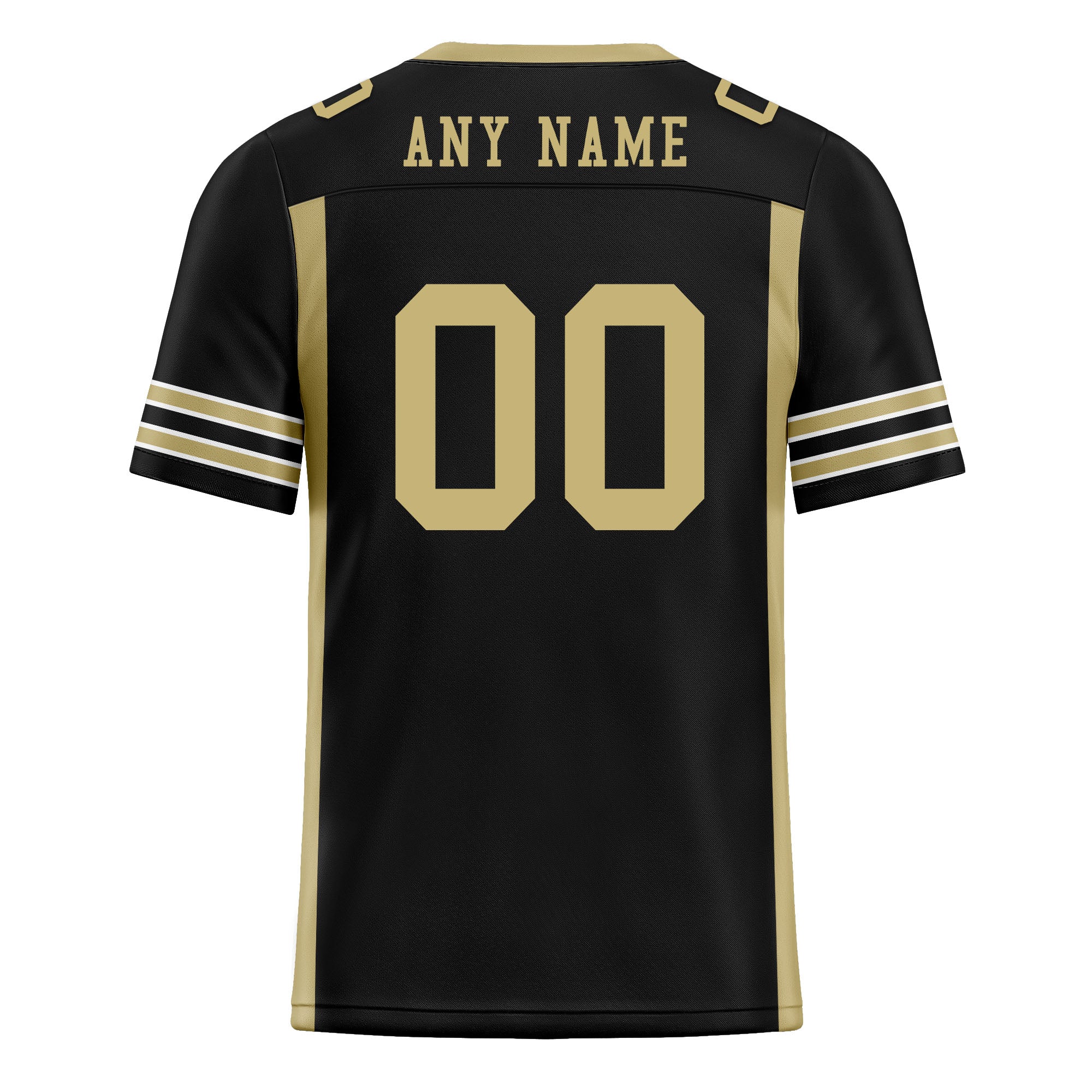 Custom Black Gold Striped Sleeves Personalized Authentic Football Jersey FBJ02-D06067