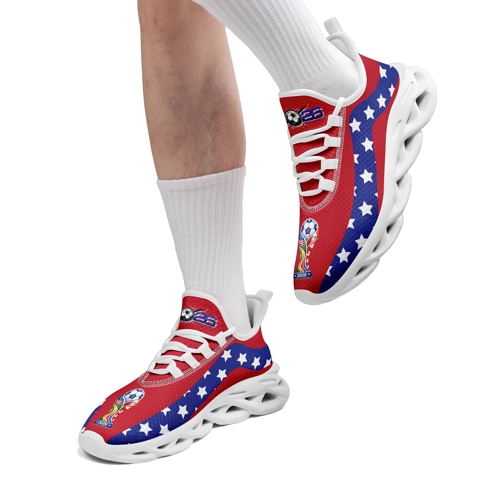 Custom United States 2026 World Cup Sneakers DIY Country Flag Running Shoes Lightweight Sport Shoes Gift for Football Fans Personalized Team Name and Logo FN003-F028035-1