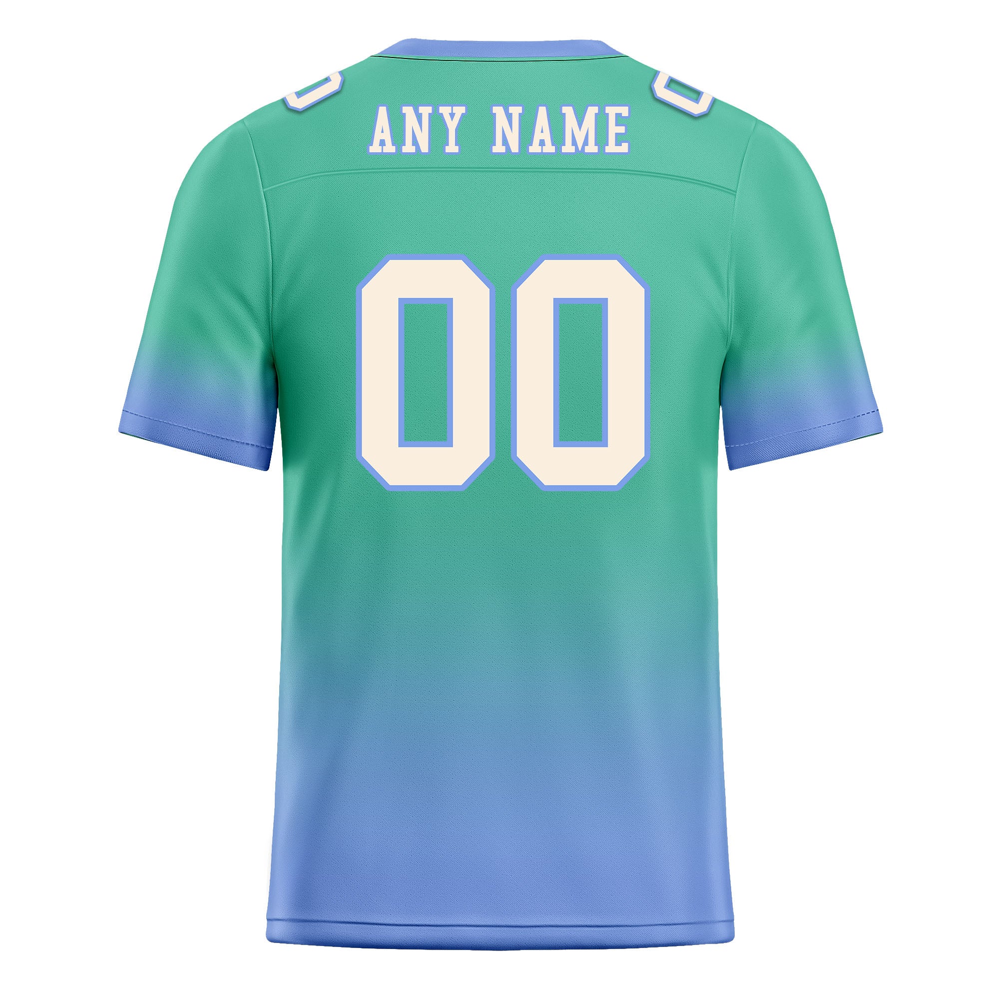 Custom Mint Green Blue Fade Fashion Personalized Authentic Football Jersey FBJ02-D06105