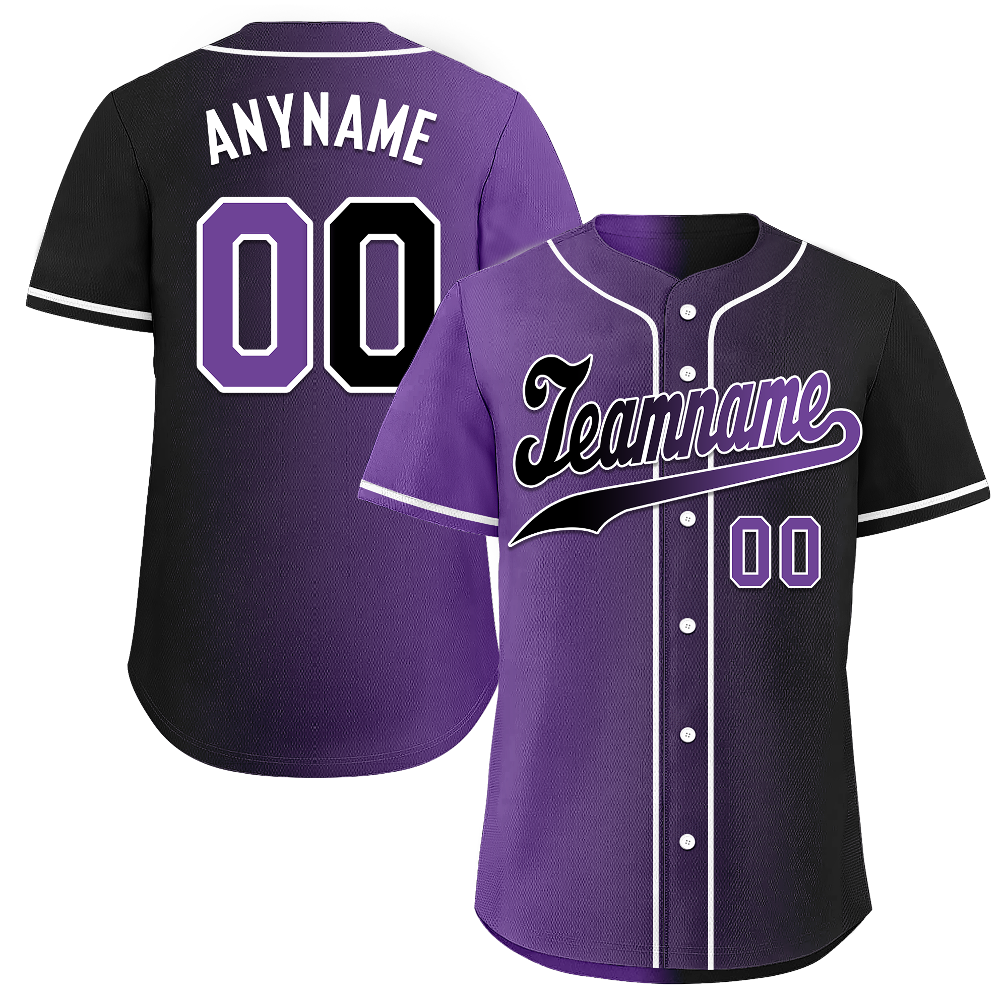 Custom Purple Black Gradient Fashion Personalized Authentic Baseball Jersey BSBJ01-D0a7090