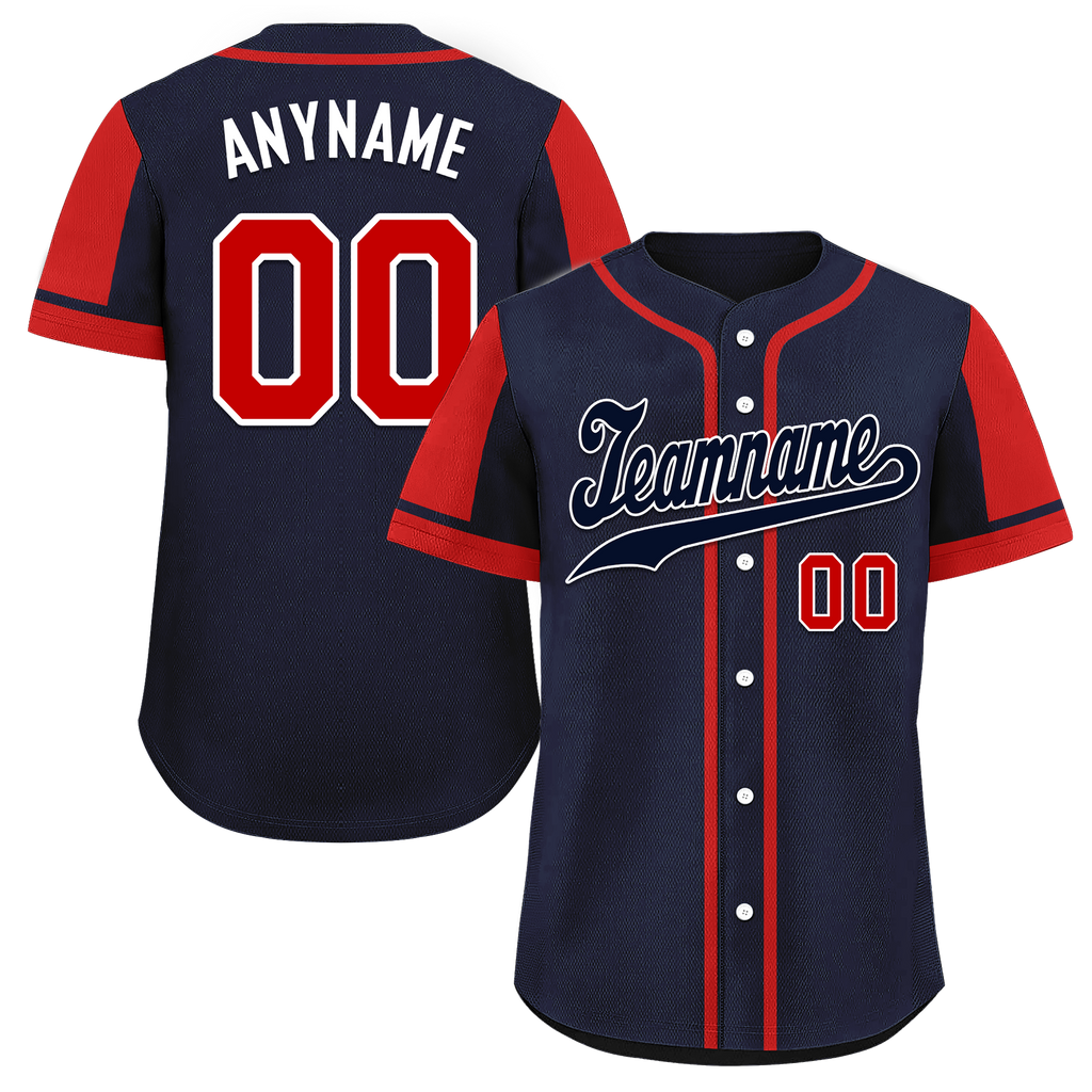 Custom Blue Red Raglan Sleeves Personalized Authentic Baseball Jersey BSBJ01-D017180