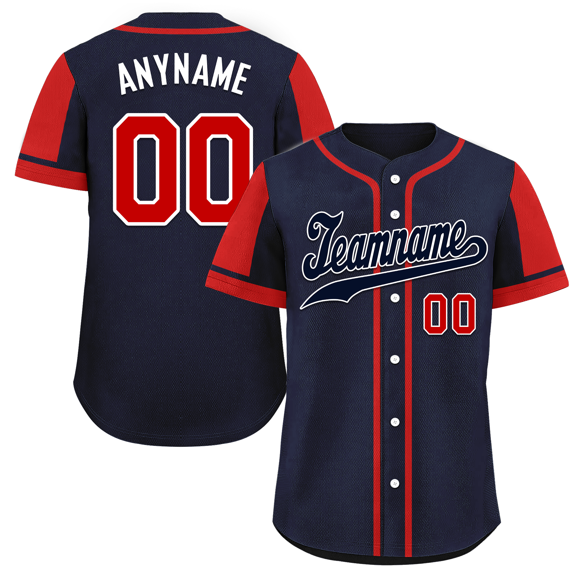 Custom Blue Red Raglan Sleeves Personalized Authentic Baseball Jersey BSBJ01-D017180