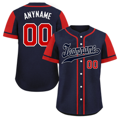 Custom Blue Red Raglan Sleeves Personalized Authentic Baseball Jersey BSBJ01-D017180