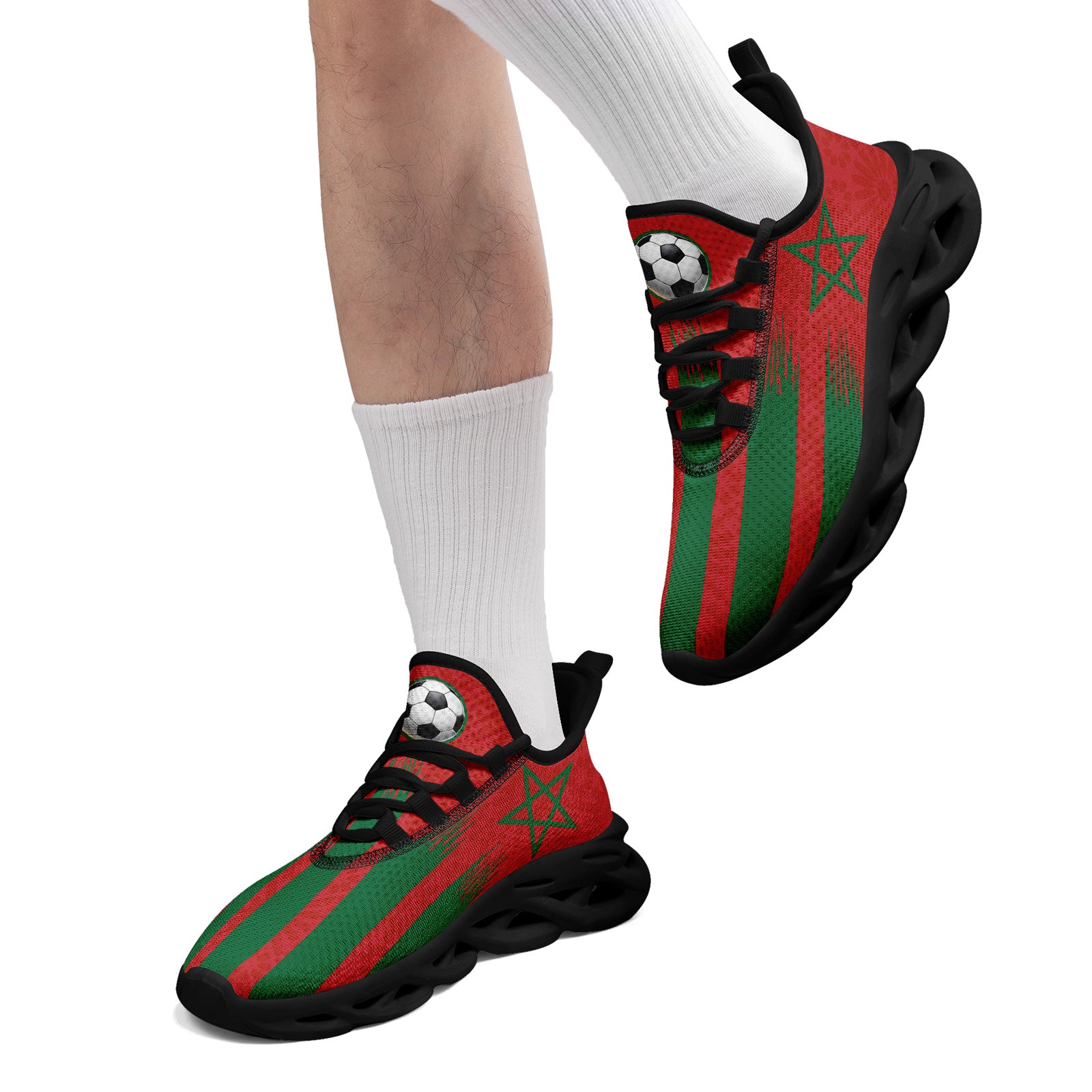 Custom Morocco 2026 World Cup Sneakers DIY Country Flag Running Shoes Lightweight Sport Shoes Gift for Football Fans Personalized Team Name and Logo FN003-F009073-2