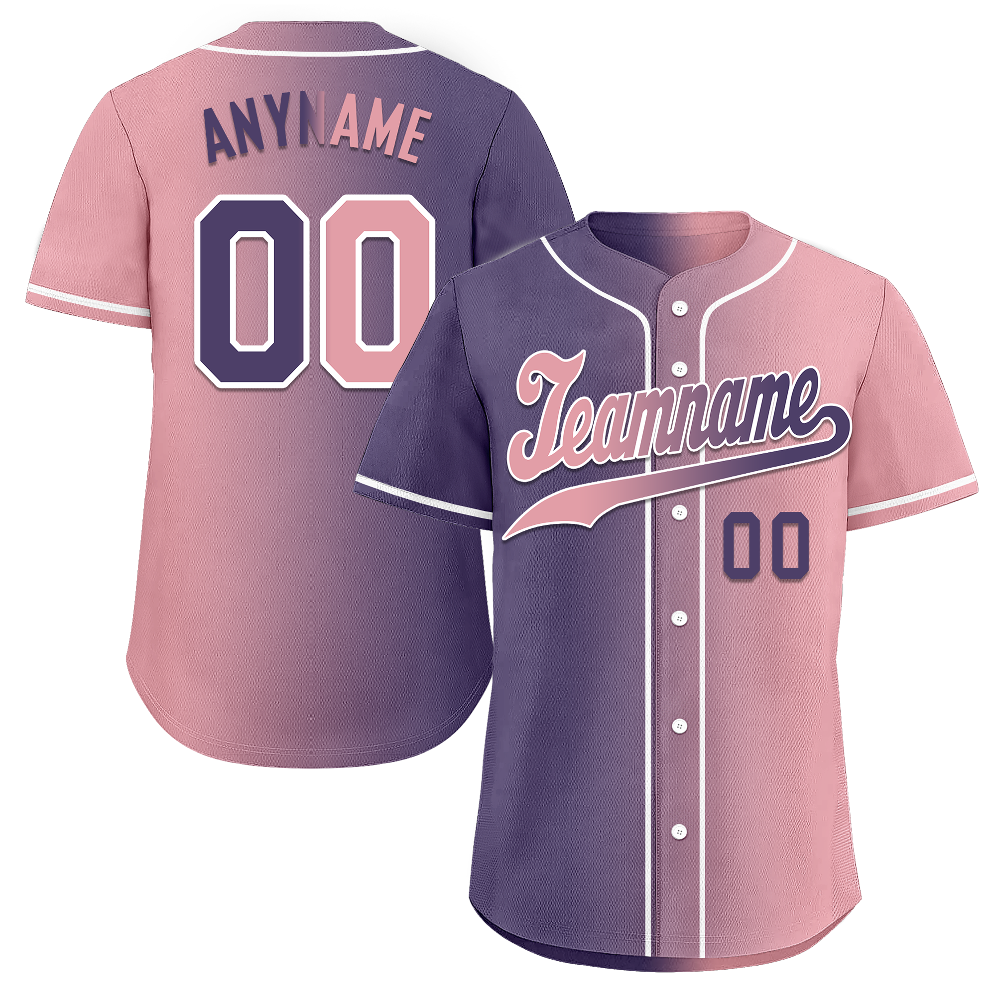 Custom Purple Pink Gradient Fashion Personalized Authentic Baseball Jersey BSBJ01-D0a7a0e