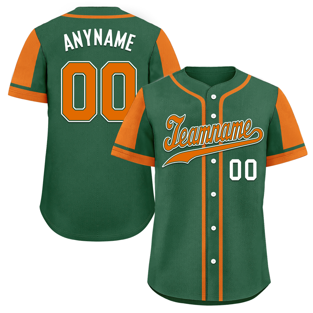 Custom Green Orange Raglan Sleeves Personalized Authentic Baseball Jersey BSBJ01-D017208