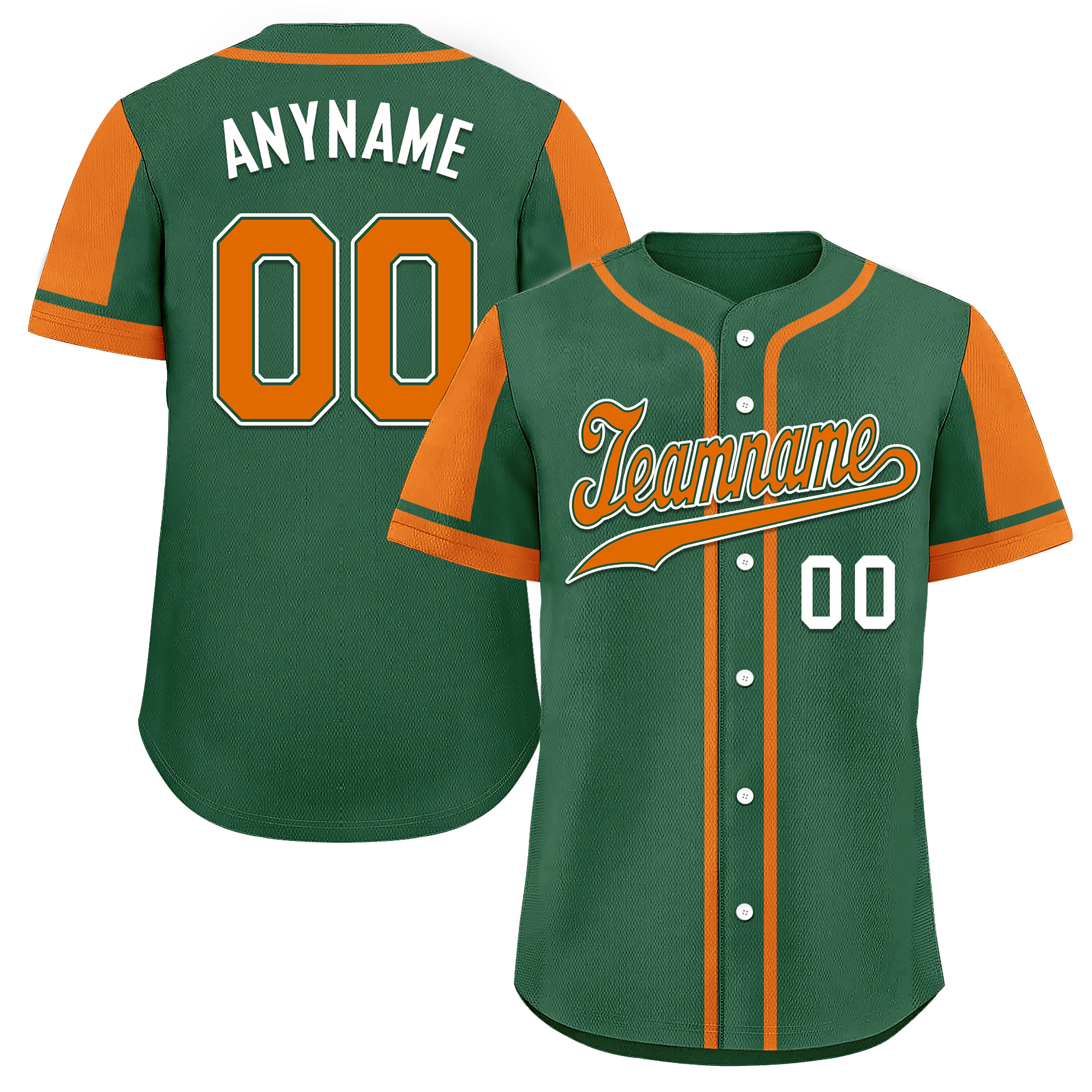 Custom Green Orange Raglan Sleeves Personalized Authentic Baseball Jersey BSBJ01-D017208