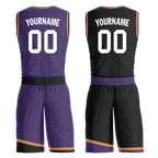 Custom Purple Black Classic Style Reversible Basketball Uniform Personalized COOLMAX BBJR-D017058