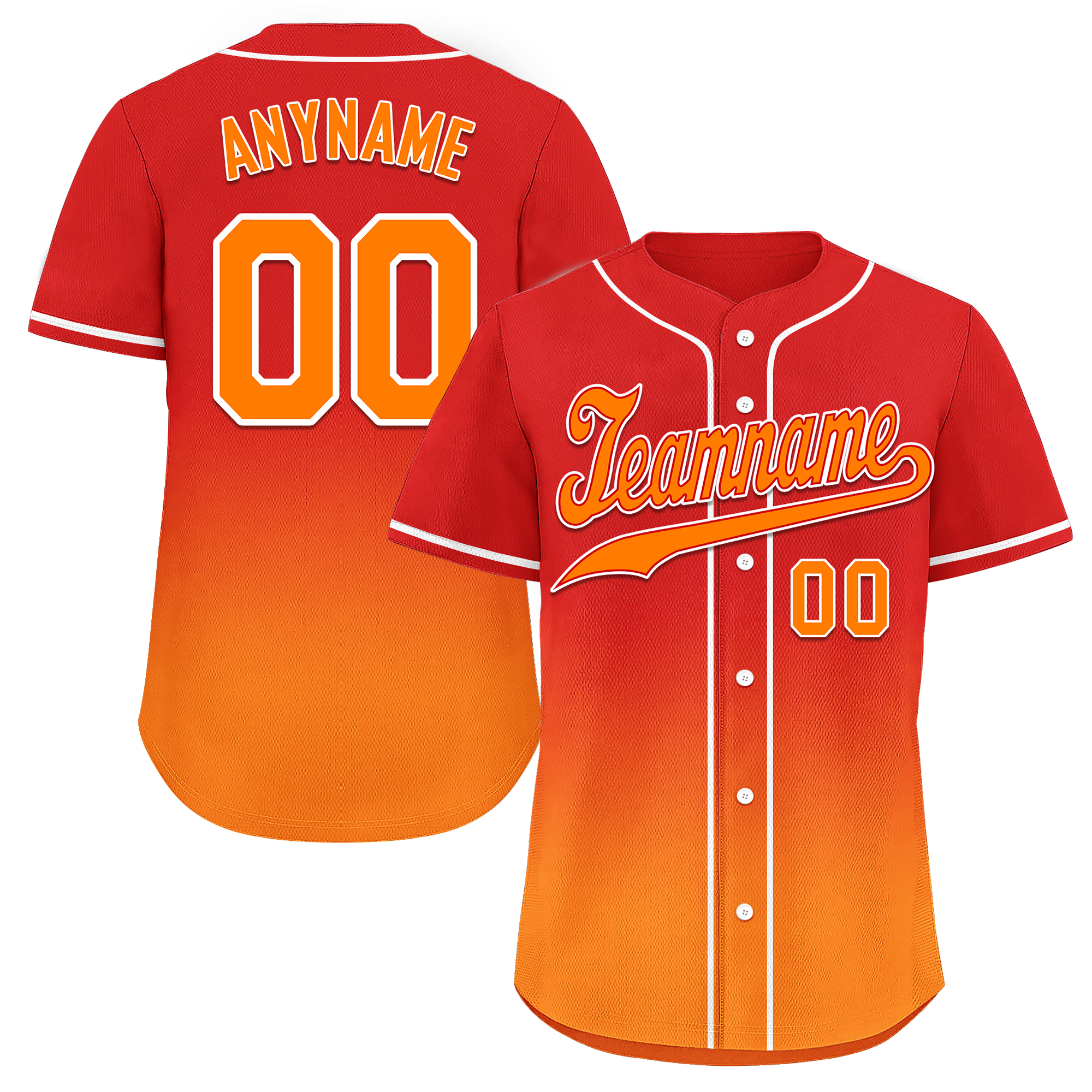 Custom Red Orange Fade Fashion Personalized Authentic Baseball Jersey BSBJ01-D0a70df