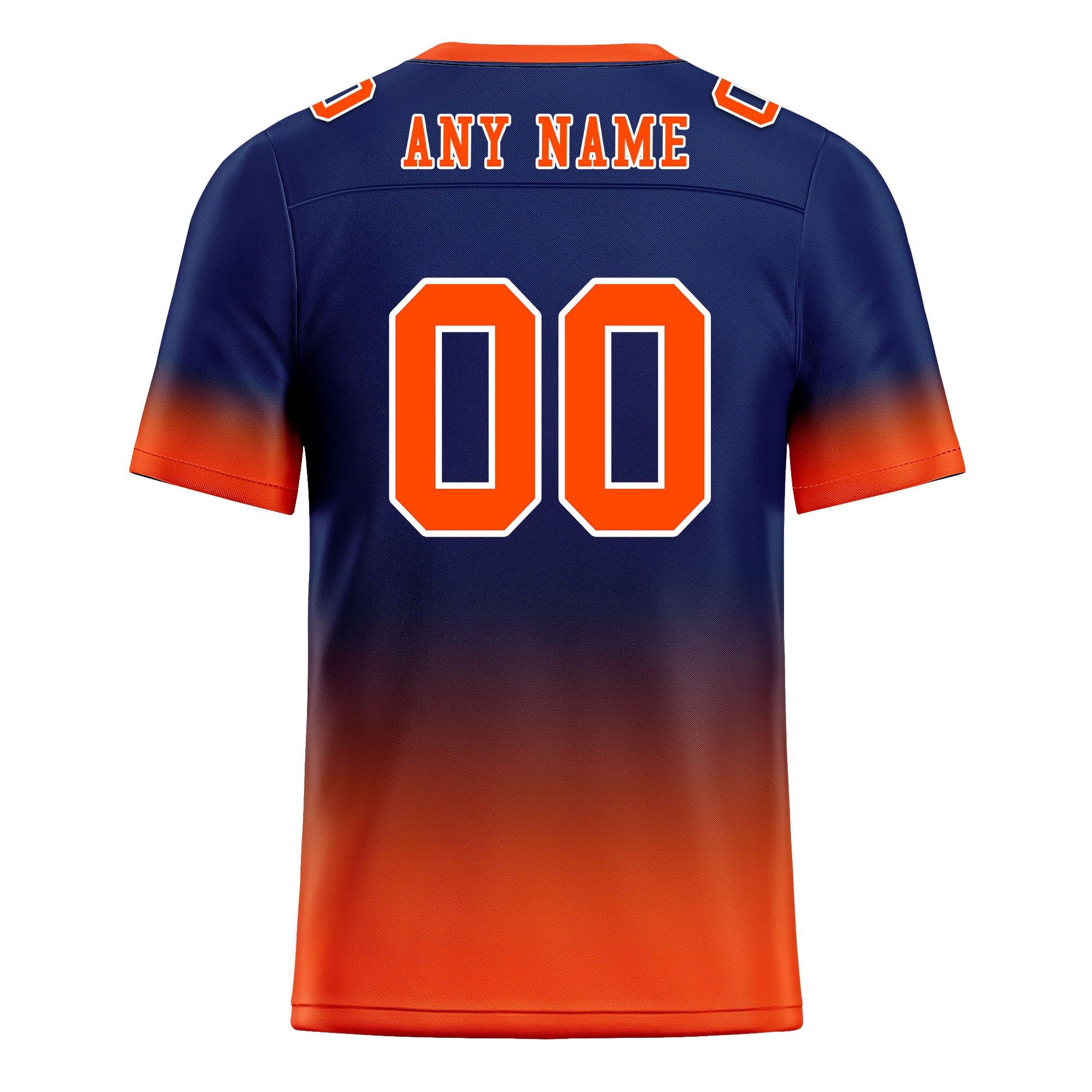 Custom Navy Blue Orange Fade Fashion Personalized Authentic Football Jersey FBJ02-D06092