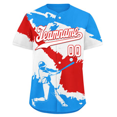 Custom Blue White Fiery Red Puerto Rico Flag Personalized Authentic Baseball Jersey BSBJ01-E06022-4