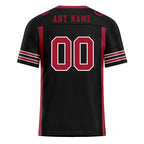 Custom Black Red Striped Sleeves Personalized Authentic Football Jersey FBJ02-D06074