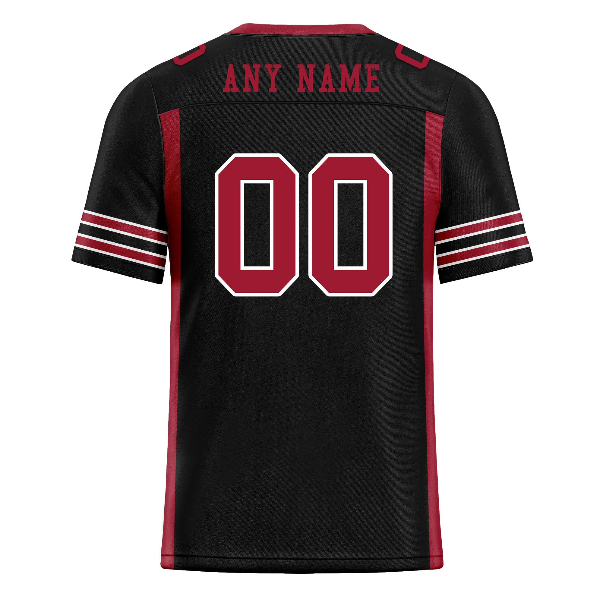 Custom Black Red Striped Sleeves Personalized Authentic Football Jersey FBJ02-D06074