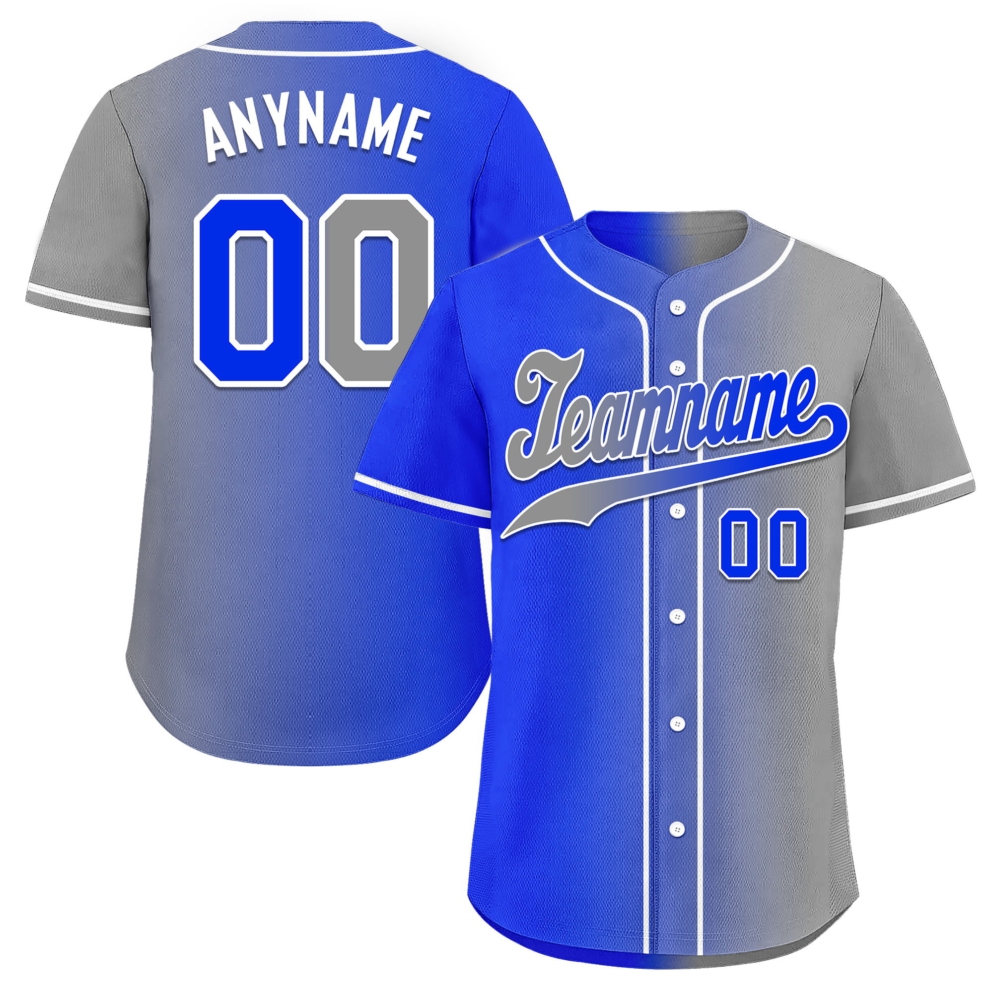 Custom Blue Grey Gradient Fashion Personalized Authentic Baseball Jersey BSBJ01-D0a709a