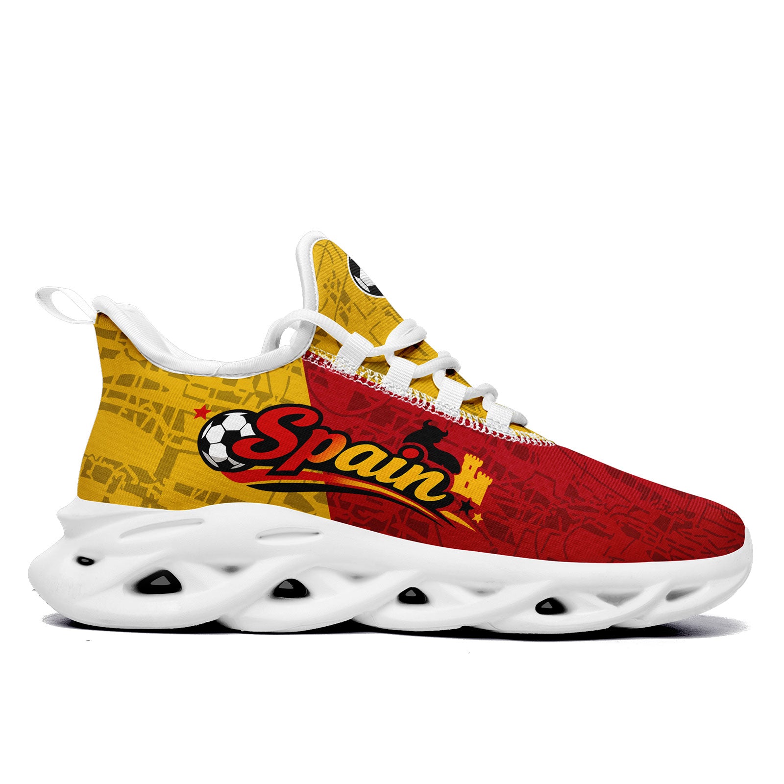 Custom 2026 World Cup Spain Sneakers DIY Country Flag Running Shoes Lightweight Sport Shoes Gift for Football Fans Personalized Team Name and Logo FN003-F027068-2