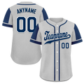 Custom Gray Blue Raglan Sleeves Personalized Authentic Baseball Jersey BSBJ01-D017178
