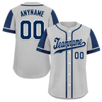 Custom Gray Blue Raglan Sleeves Personalized Authentic Baseball Jersey BSBJ01-D017178