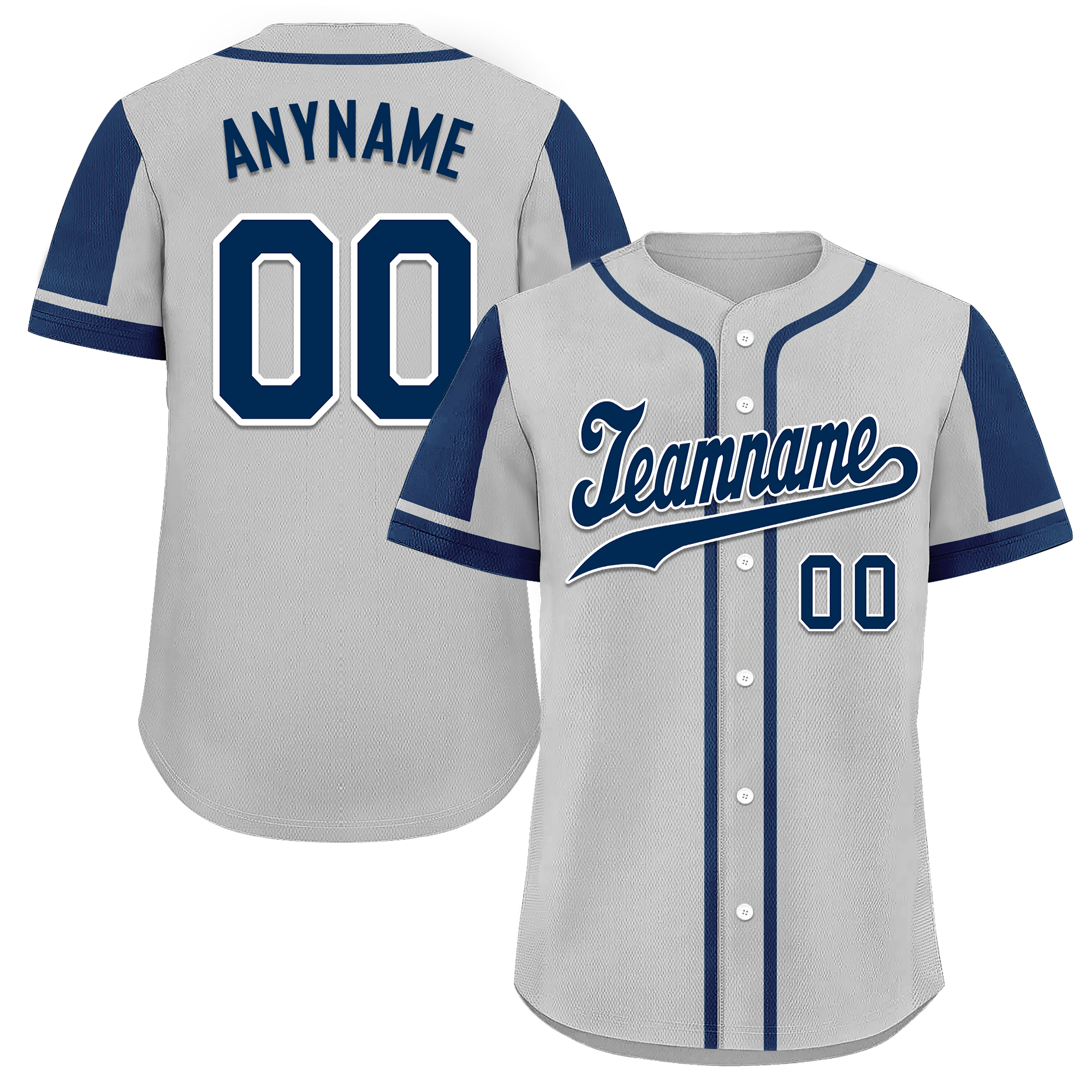 Custom Gray Blue Raglan Sleeves Personalized Authentic Baseball Jersey BSBJ01-D017178