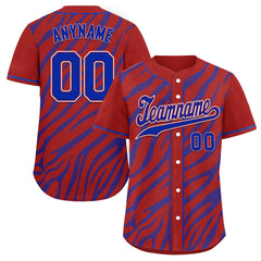 Custom Red Blue Zebra Pattern Personalized Authentic Baseball Jersey BSBJ01-D020201-21