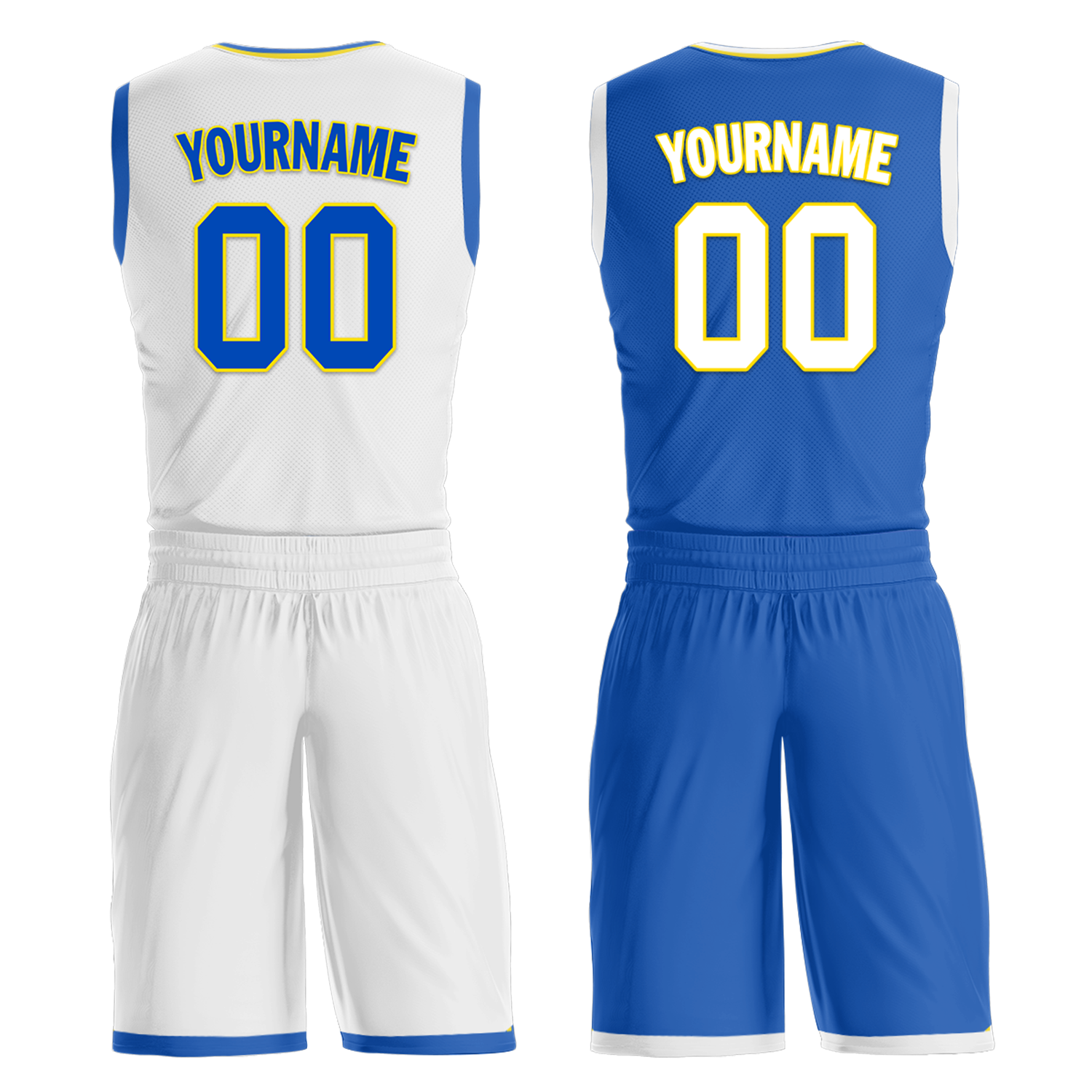 Custom White Blue Classic Style Reversible Basketball Uniform Personalized Ordinary BBJR-D017004