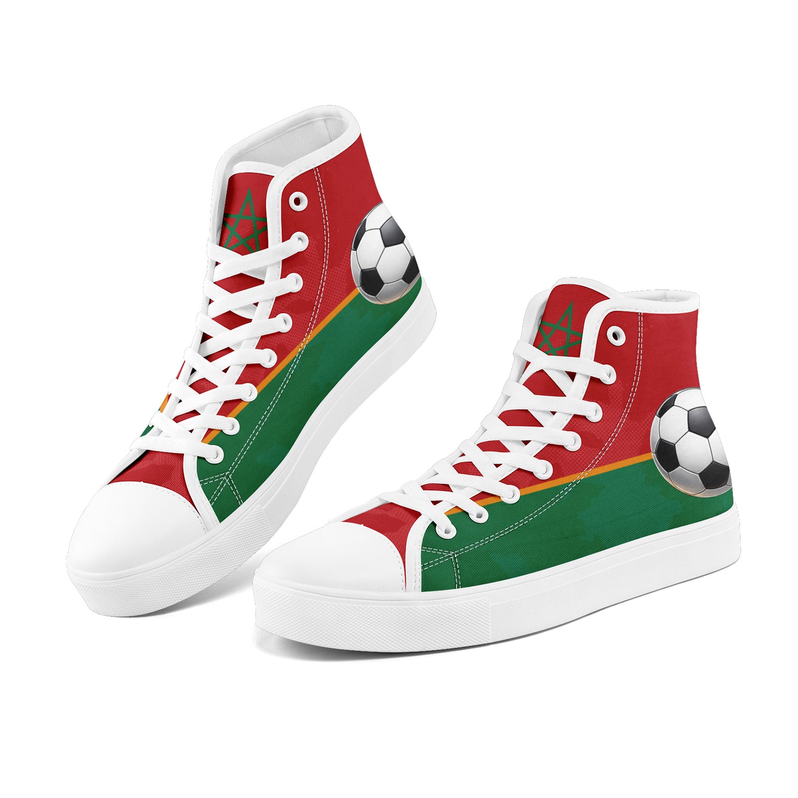 Custom Morocco 2026 World Cup Sneakers DIY Country Flag Running Shoes Lightweight Sport Shoes Gift for Football Fans Personalized Team Name and Logo FN024-F009090-3