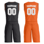 Custom Black Orange Classic Style Reversible Basketball Uniform Personalized COOLMAX BBJR-D017019
