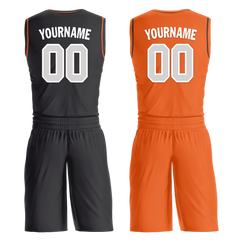 Custom Black Orange Classic Style Reversible Basketball Uniform Personalized COOLMAX BBJR-D017019