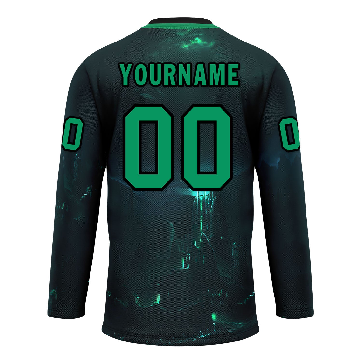 Custom Dark gray Green Gothic Personalized Hockey Jersey HCKJ01-E0601-03