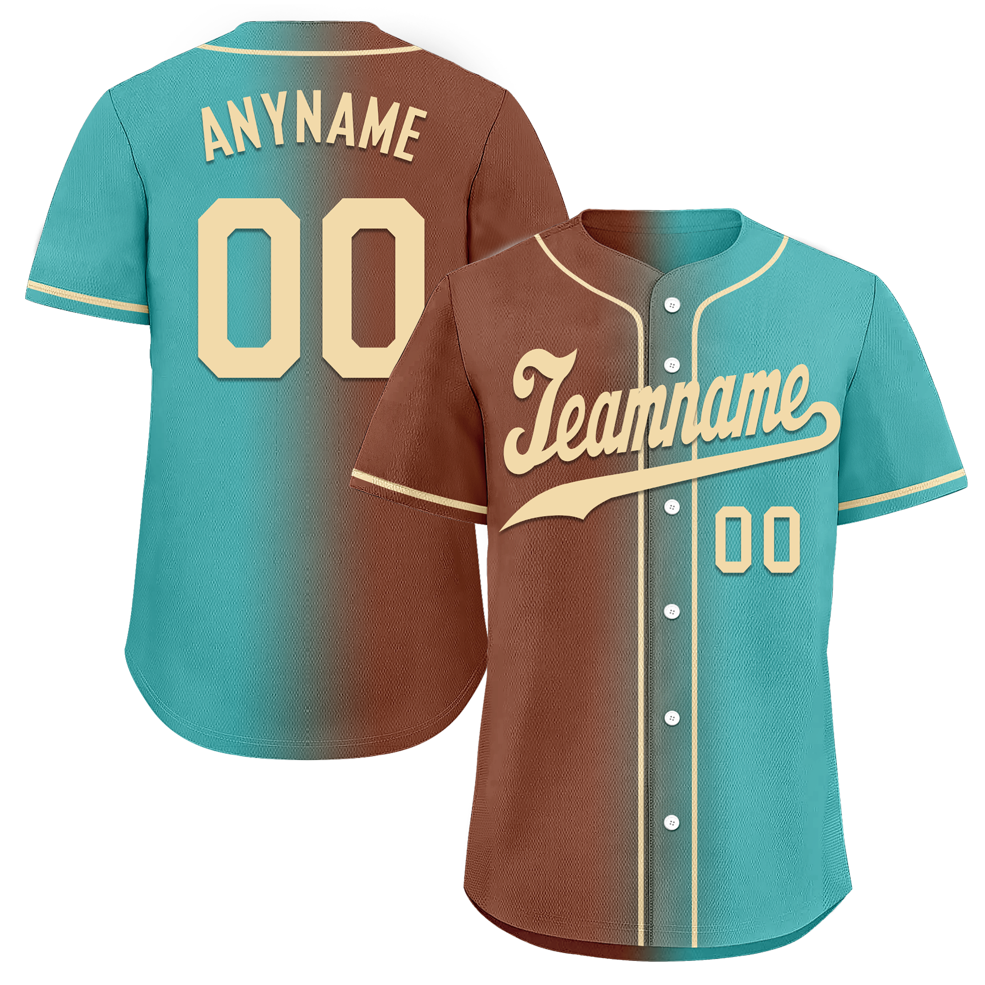 Custom Brown Cyan Gradient Fashion Personalized Authentic Baseball Jersey BSBJ01-D0a7088