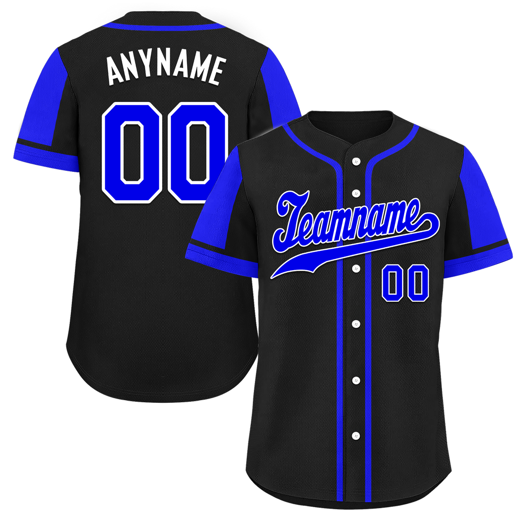 Custom Blue Black Raglan Sleeves Personalized Authentic Baseball Jersey BSBJ01-D017169