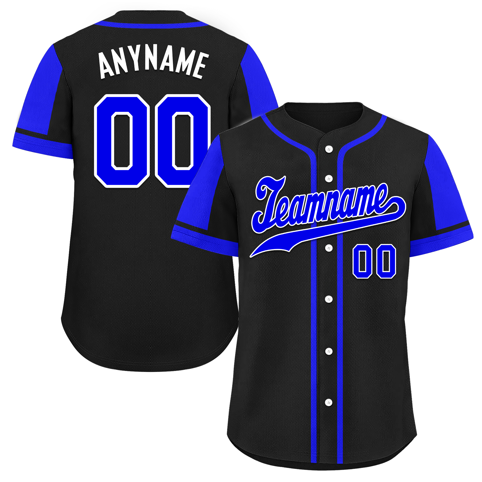 Custom Blue Black Raglan Sleeves Personalized Authentic Baseball Jersey BSBJ01-D017169