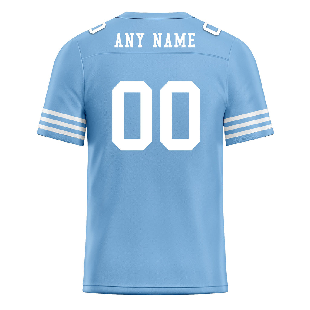 Custom Blue White Striped Sleeves Personalized Authentic Football Jersey FBJ02-D06037