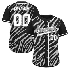 Custom Black White Zebra Pattern Personalized Authentic Baseball Jersey BSBJ01-D020201-1