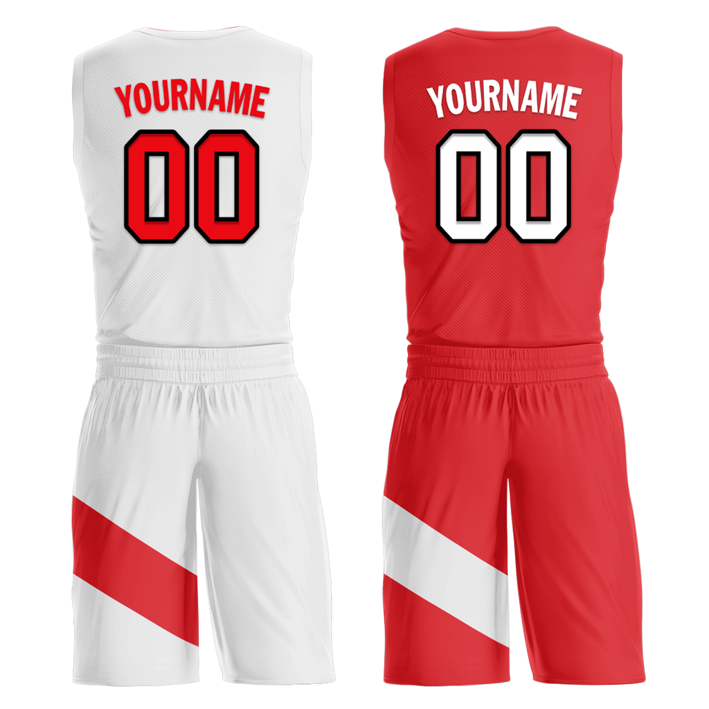 Custom White Red Classic Style Reversible Basketball Uniform Personalized Ordinary BBJR-D017026