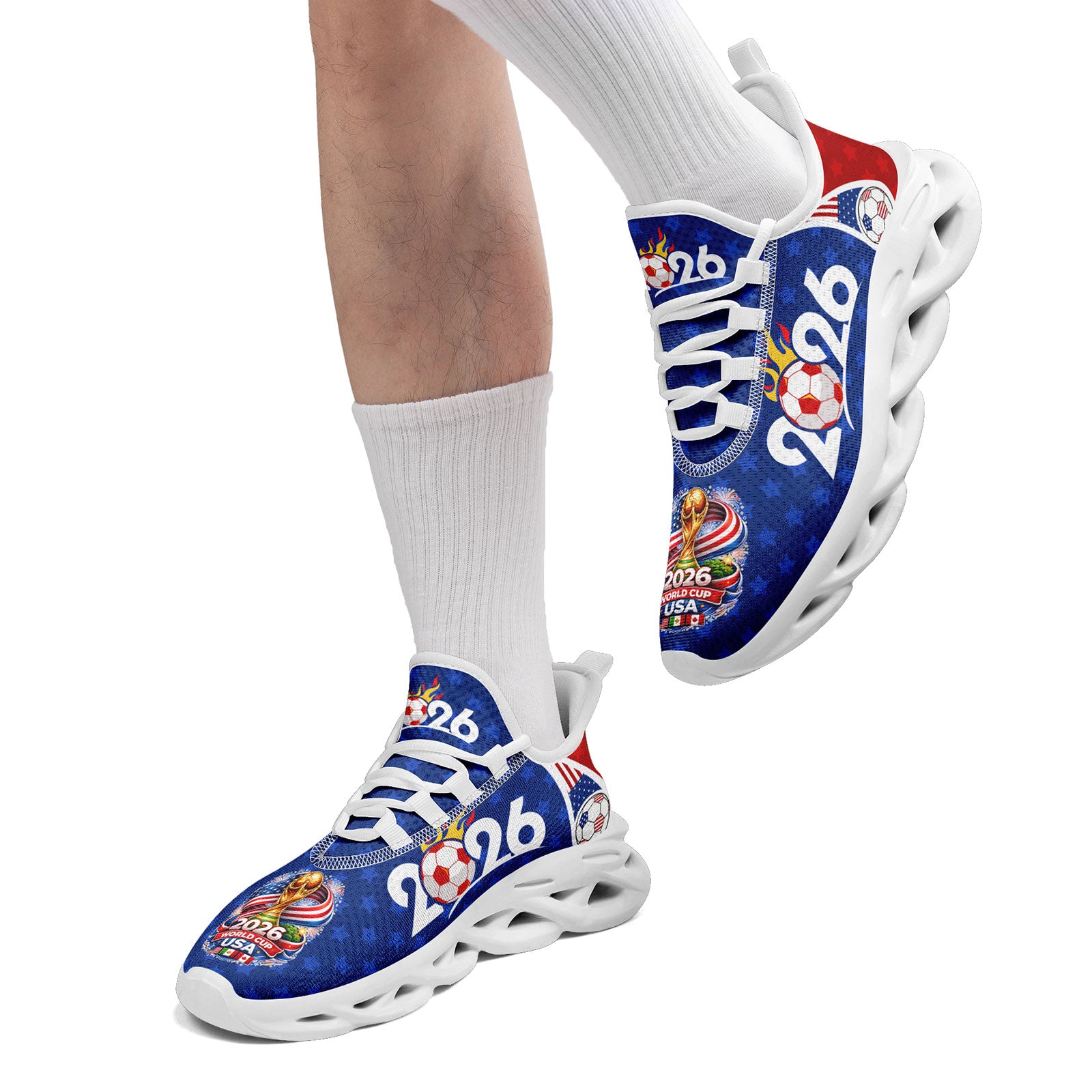 Custom United States 2026 World Cup Sneakers DIY Country Flag Running Shoes Lightweight Sport Shoes Gift for Football Fans Personalized Team Name and Logo FN003-F028035-5