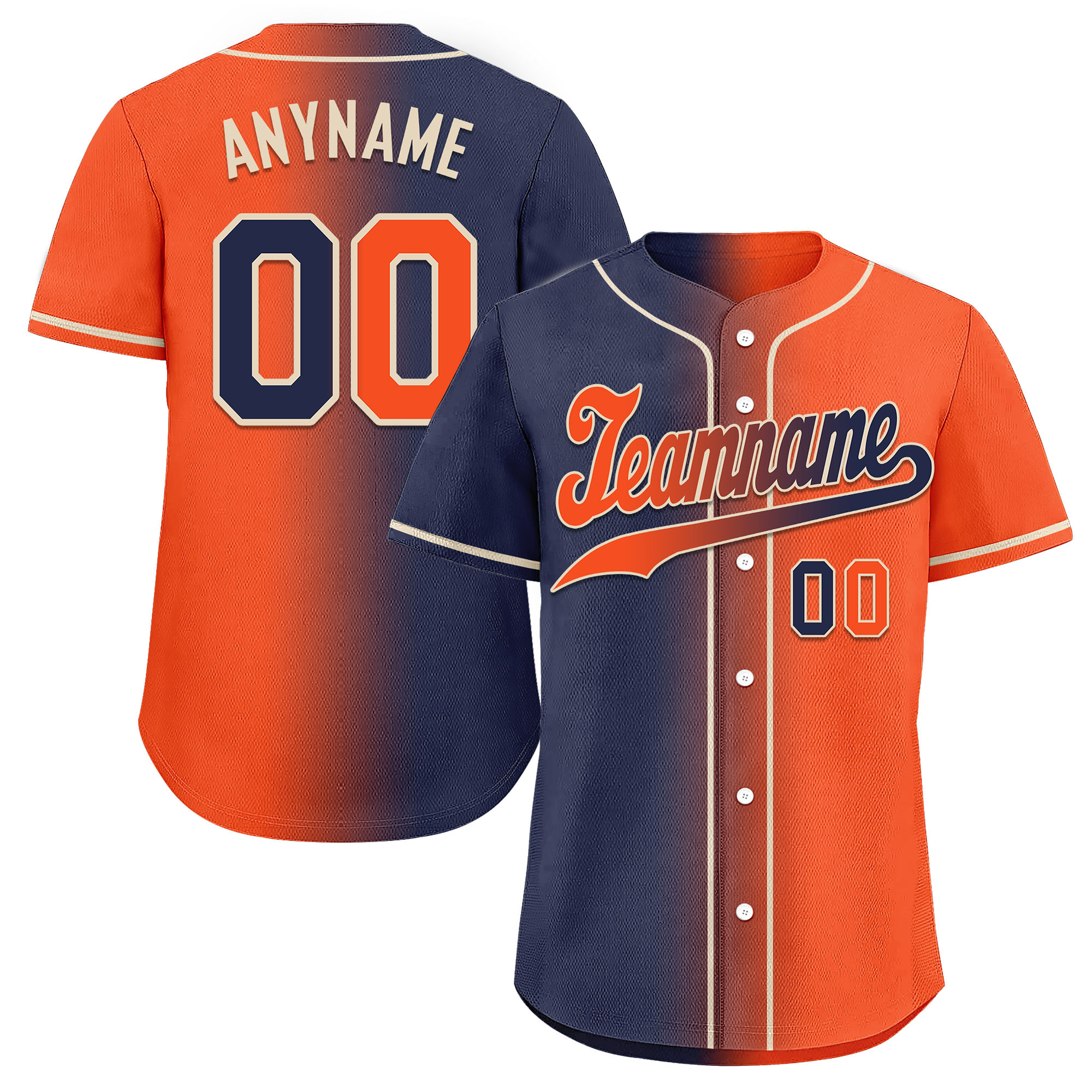 Custom Blue Orange Gradient Fashion Personalized Authentic Baseball Jersey BSBJ01-D0a7089
