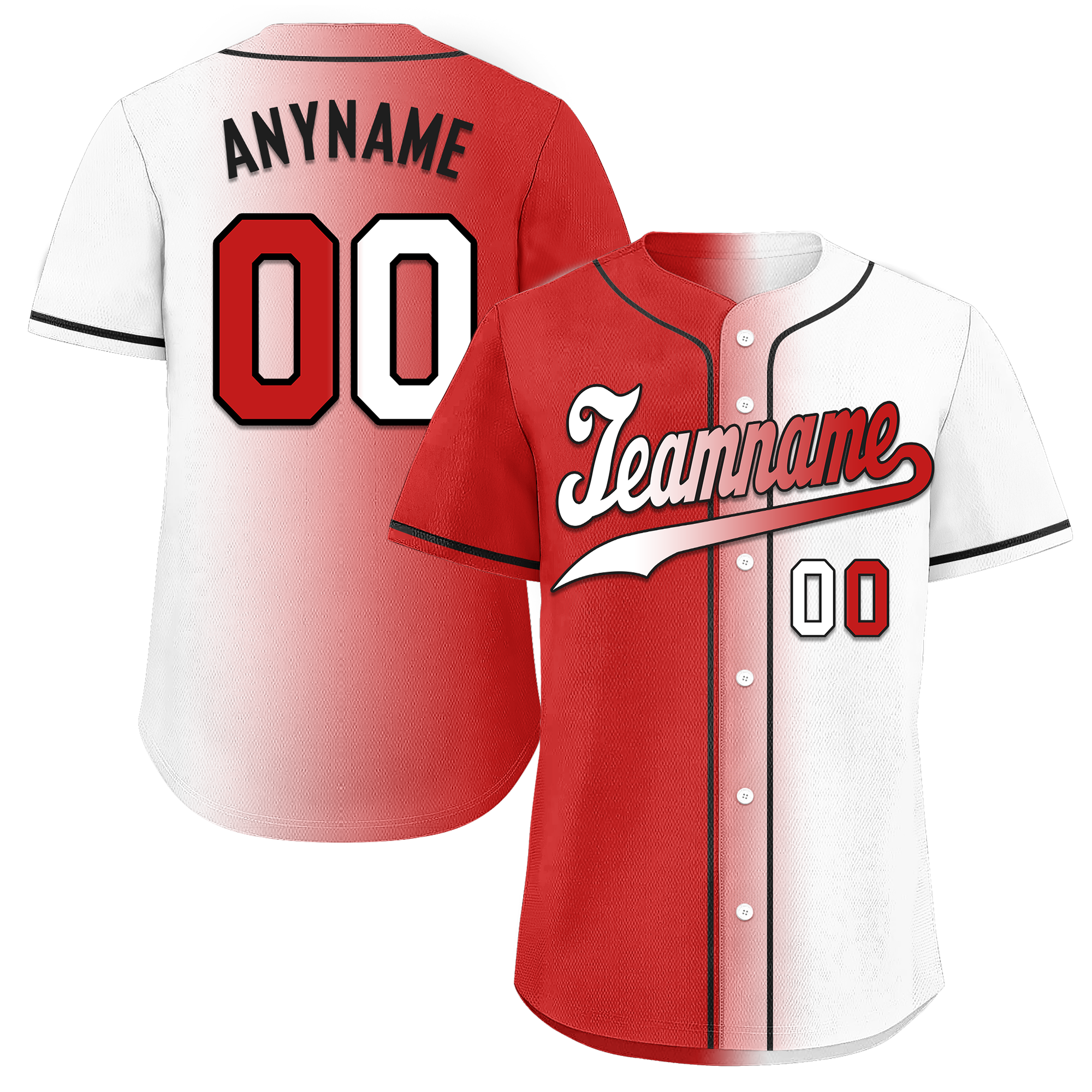 Custom Red White Gradient Fashion Personalized Authentic Baseball Jersey BSBJ01-D0a7aa9