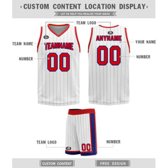 Custom White Red Black New York City Edition Personalized Reversible Basketball Set Sports Basketball Jersey BBJ01R-D0610-20