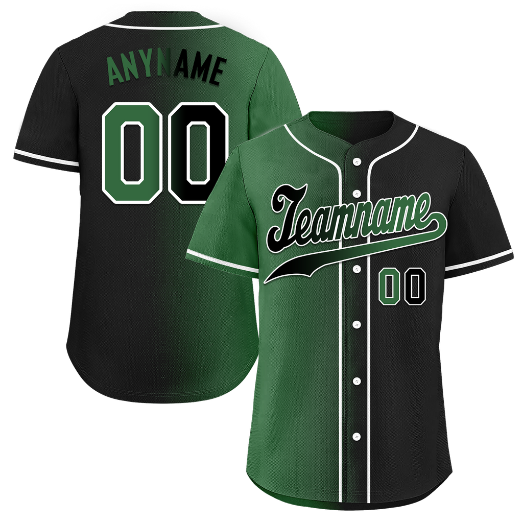 Custom Green Black Gradient Fashion Personalized Authentic Baseball Jersey BSBJ01-D0a707c