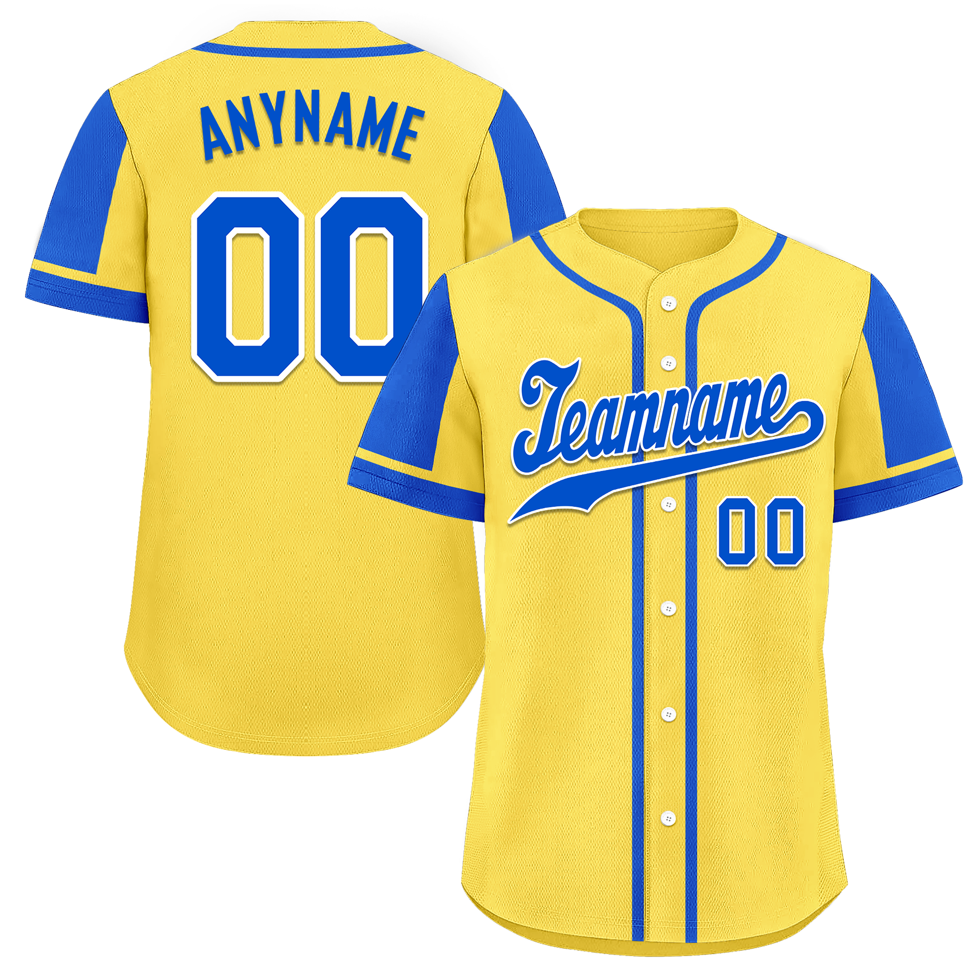 Custom Yellow Blue Raglan Sleeves Personalized Authentic Baseball Jersey BSBJ01-D017205