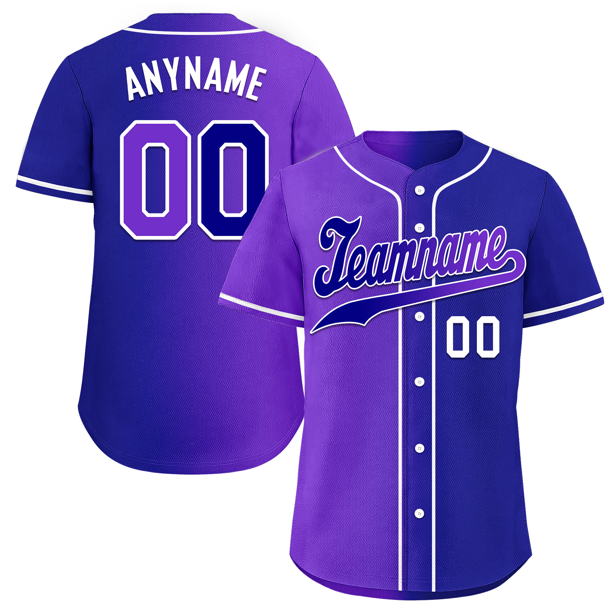Custom Purple Blue Gradient Fashion Personalized Authentic Baseball Jersey BSBJ01-D0a7a0b