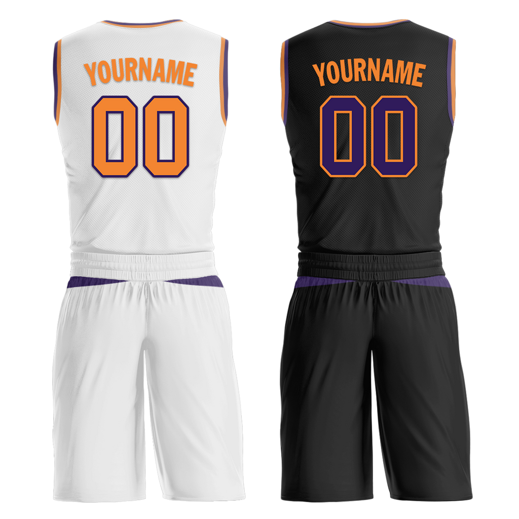 Custom White Black Classic Style Reversible Basketball Uniform Personalized Ordinary BBJR-D017057