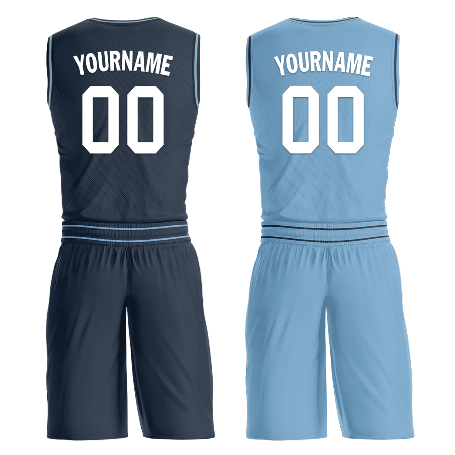 Custom Blue Classic Style Reversible Basketball Uniform Personalized COOLMAX BBJR-D017032