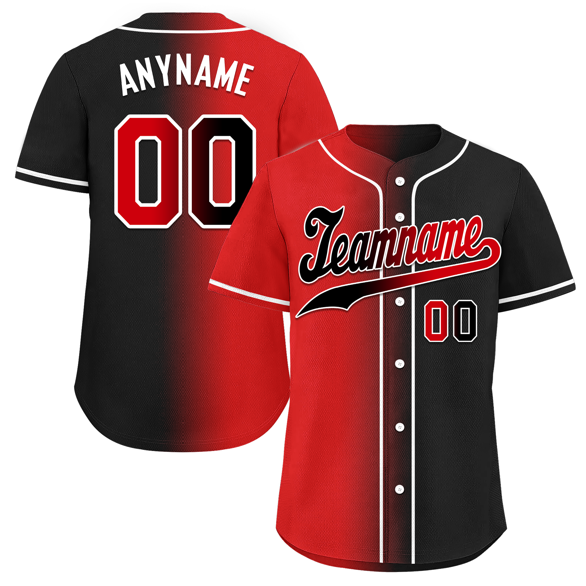 Custom Red Black Gradient Fashion Personalized Authentic Baseball Jersey BSBJ01-D0a707a