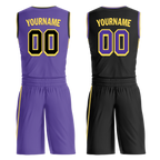 Custom Purple Black Classic Style Reversible Basketball Uniform Personalized COOLMAX BBJR-D017033