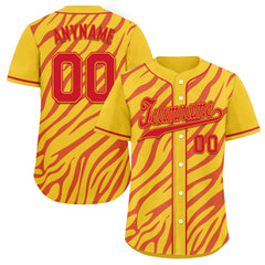 Custom Yellow Red Zebra Pattern Personalized Authentic Baseball Jersey BSBJ01-D020201-5