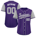 Custom Gray Purple Stripe Fashion Personalized Authentic Baseball Jersey BSBJ01-D017252