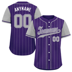 Custom Gray Purple Stripe Fashion Personalized Authentic Baseball Jersey BSBJ01-D017252